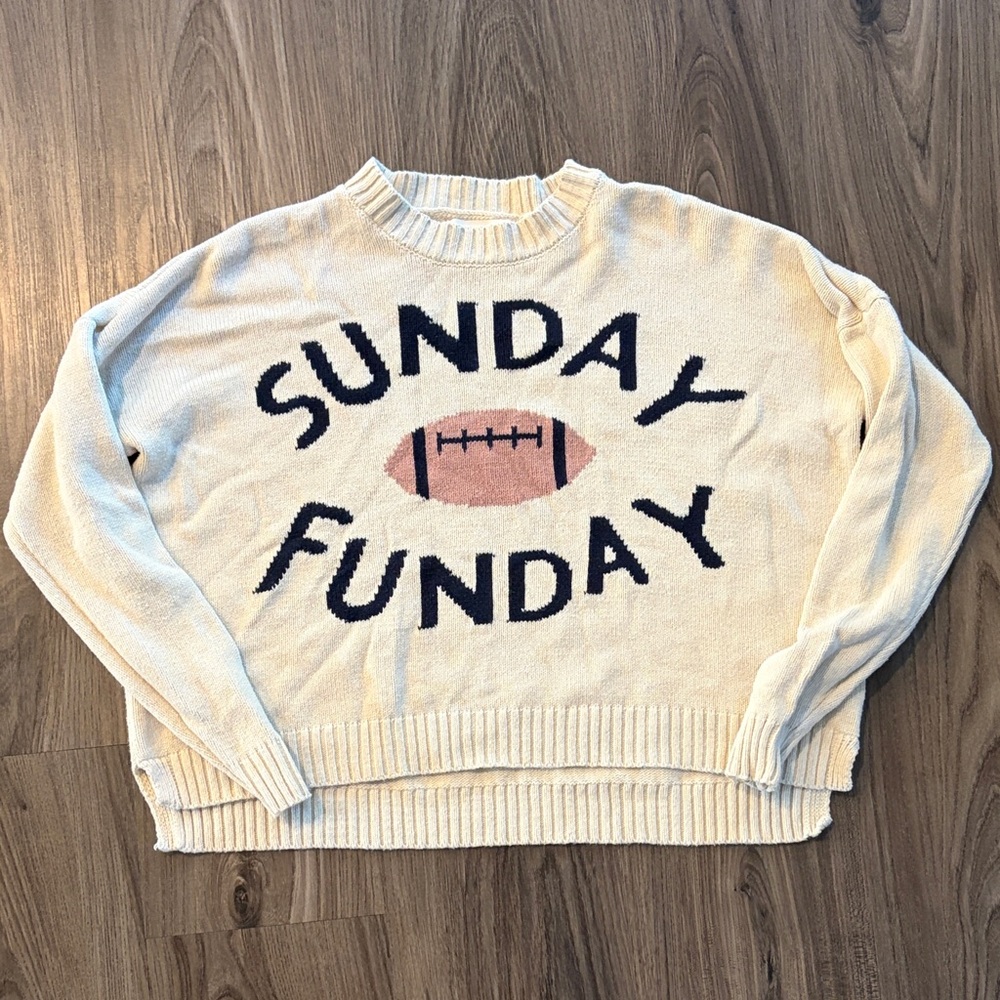 Knit moon & madison Sweater "Sunday Funday" Football Crewneck - Size small